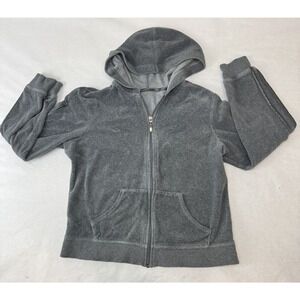 Vintage Juicy Couture Velour Hoodie Stripes No Tag No Fabric Content Gray Medium